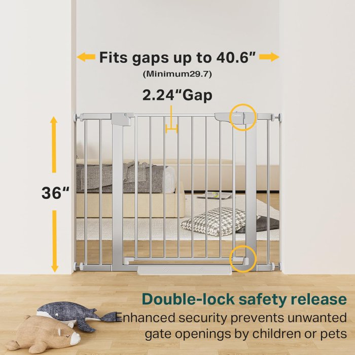 Cumbor Baby Gate for Stairs (Silver) (image 2)