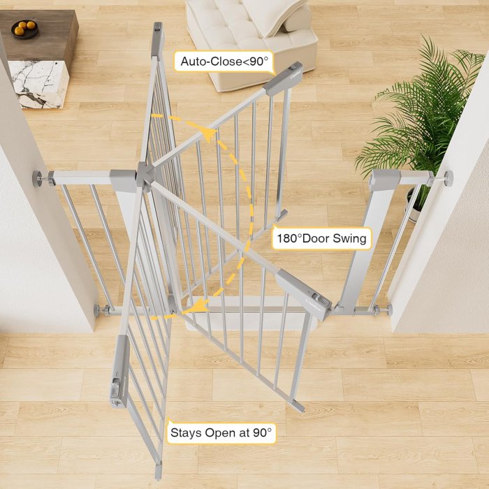 Cumbor Baby Gate for Stairs (Silver) (image 3)