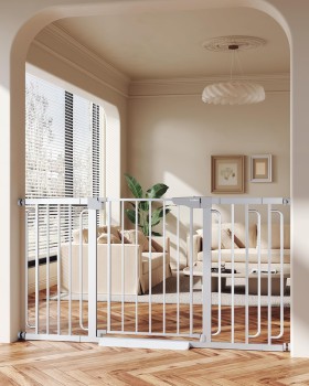 Cumbor Extra Wide Baby Gate (Silver) Pressure Mounted