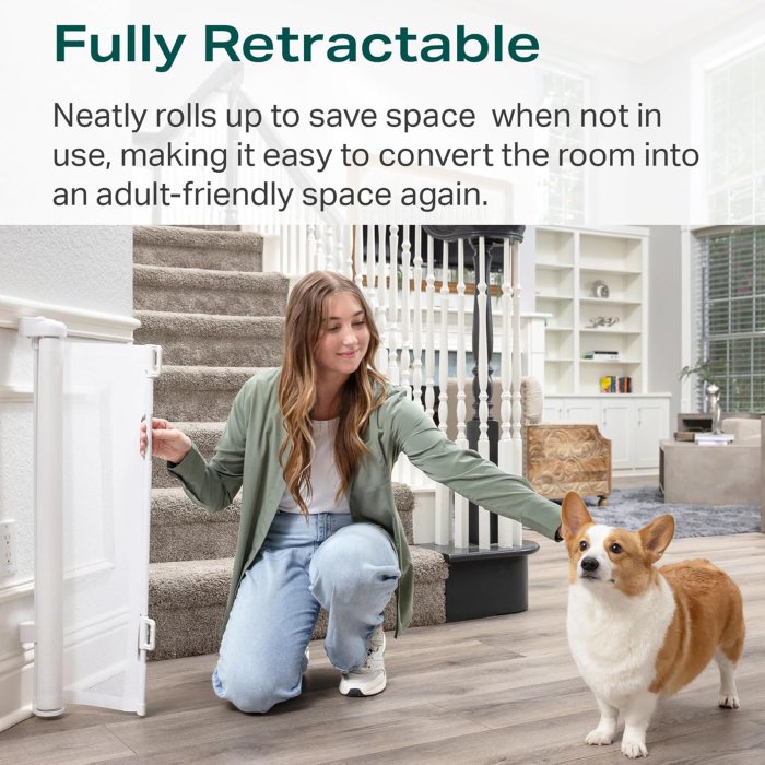 Cumbor Retractable Baby Gate - Extra Wide Mesh (White) (image 3)